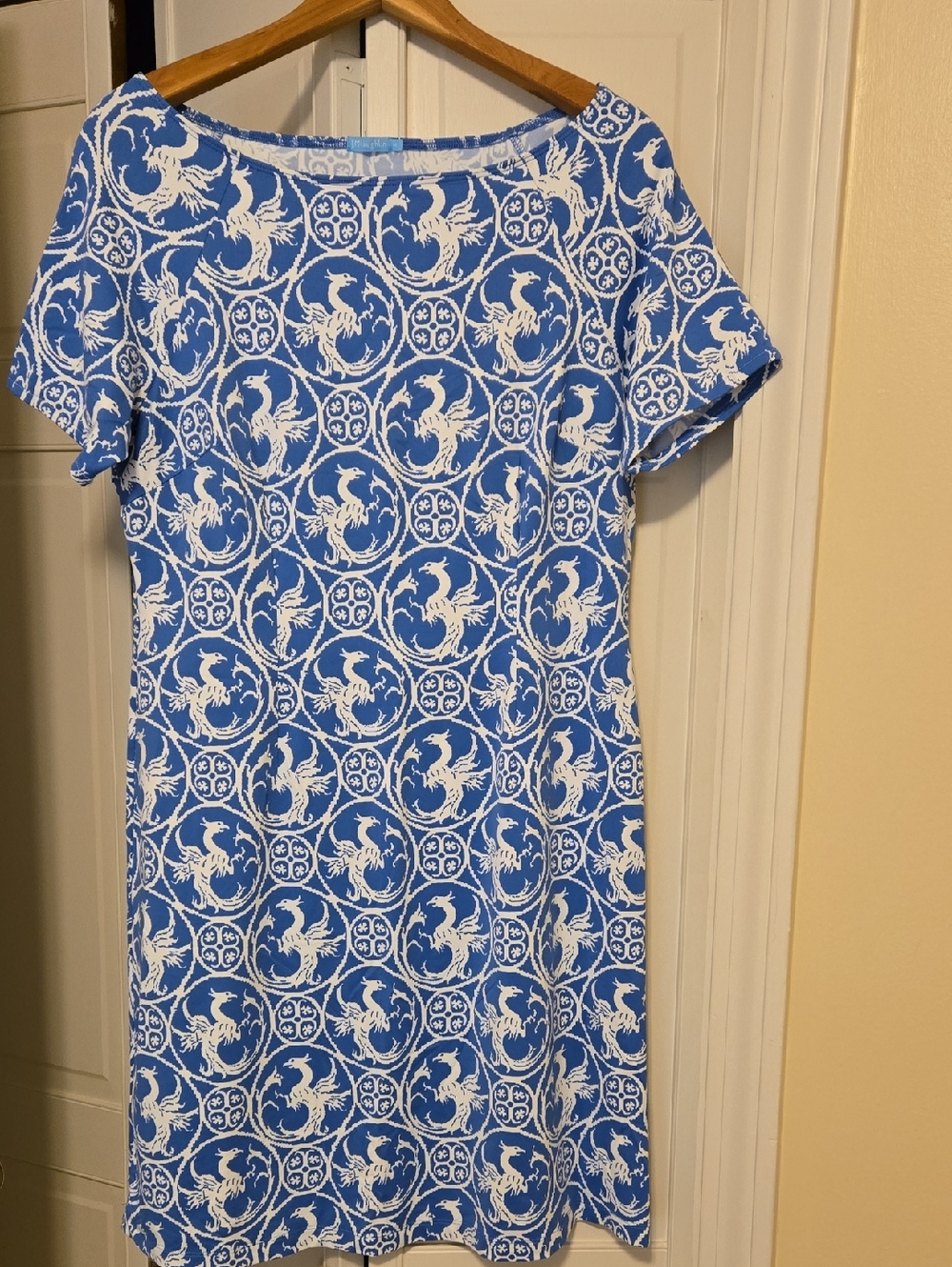 J. McLaughlin Blue and White Printed Shift Dress